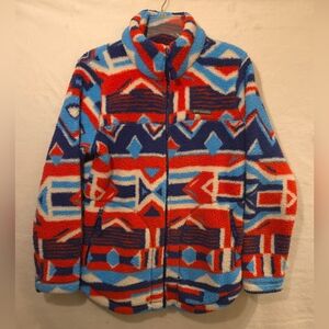 Columbia Women's (Size M, Blue, Red & White) Native-Inspired Fleece Sweater